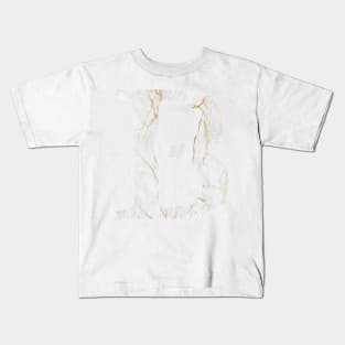 The Letter B White and Gold Marble Design Kids T-Shirt